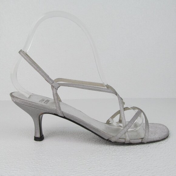 Stuart Weitzman Strappy Sandals Heels Silver size 7 - Picture 7 of 10